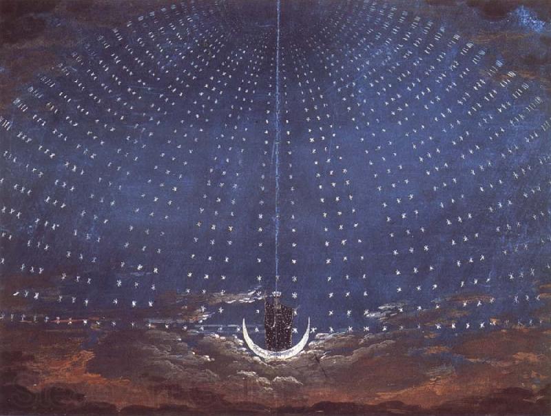Karl friedrich schinkel In the palace of the Queen of the Night,decor for Mazart-s opera Die Zauberflote Germany oil painting art